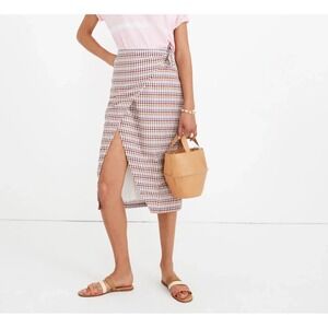 Madewell Sarong Midi Skirt in Rainbow Gingham Gauzy Size 16 Fall Academia Preppy